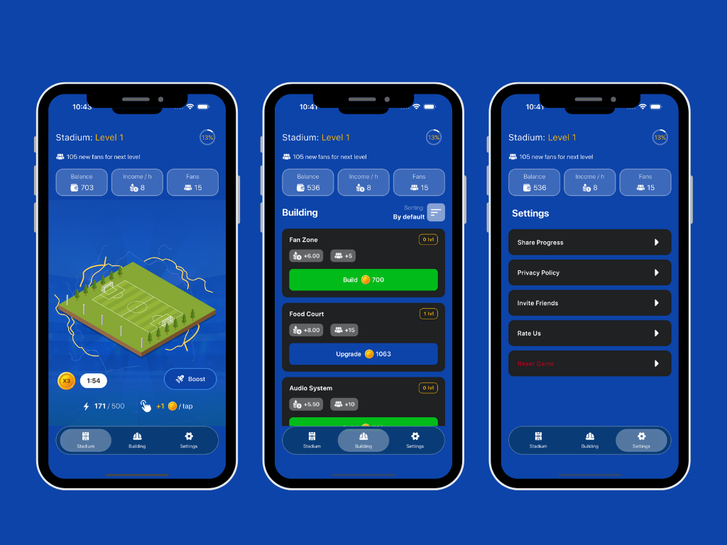 Stadionica — Tap-to-Earn Stadium Game screenshot 1
